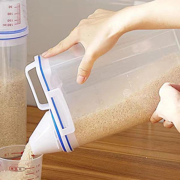 Rice Storage Bin Cereal Containers Dispenser with Measuring Cup Plastic Storage Containers with Lids Rice Holder Container 2.0L 240820