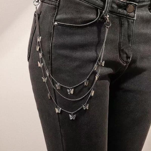 18K Gold Silver Plated Multilayer Statement Butterfly Charm Belly Chains for Women Waist Chains Wear on Trousers Dangle Tassel Body Jewelry Nice Gift