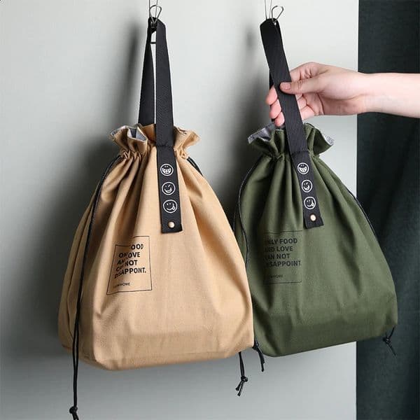 Canvas Lunch Bag Bento Box Handbag Outdoor Portable Picnic Dinner Container School Fresh Keeping Food Storage Tote Accessories 240821