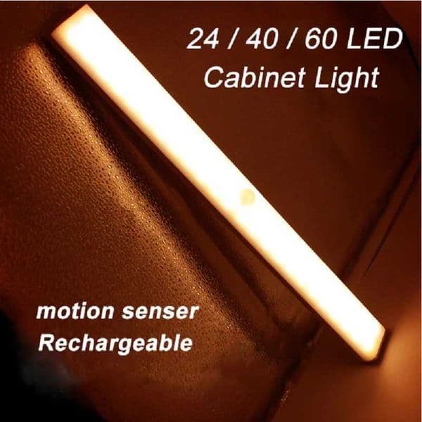 Charging 24/40/60 LED cabinet PIR motion sensor light strip used for energy-saving night light DC5V in the wardrobe under the cabinet X250402