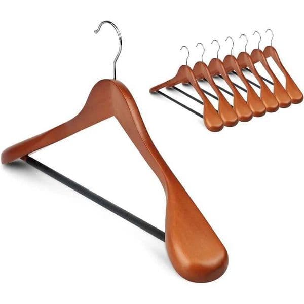 8-Pack Hangers Extra Shoulder Coat Wood Hangers Trouser Wide Hanger Wooden Hangers