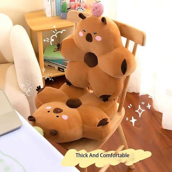 2024 Thick New Plush Cartoon Capybara Cushion Comfortable Thick Couch Pillow Chair Cushion for Bedroom Long Sitting Waist PillowXJ240821
