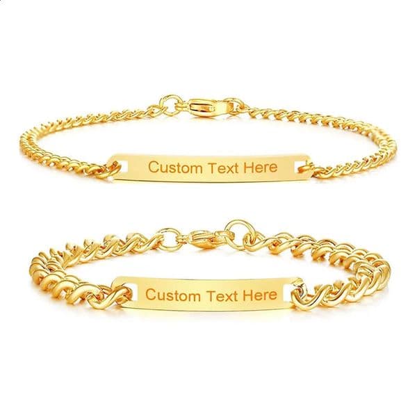 Stainless steel set custom text hand drawn bracelet name date personalized couple bracelet Spotify music code Valentines Day gift 240810