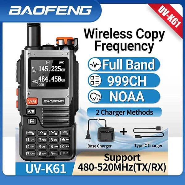 Baofeng UV-K61 Walkie Talkie Air Band Wireless Copy Frequency Type-C 999CH Full Band NOAA UV-5R Upgraded UV-K6 CB Two Way Radio M240821