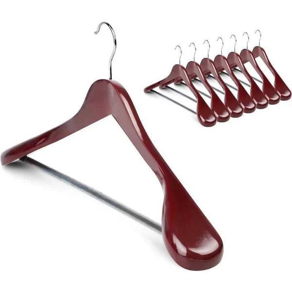 Coat Hanger 8-Pack Wood Hangers Trouser Hangers Extra Wide Shoulder Wooden HangersXJ240216