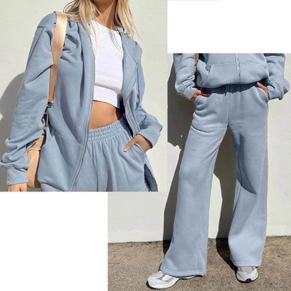 Winter twopiece womens knitted suit mens loose sweater jogging warm sportswear pants 240821
