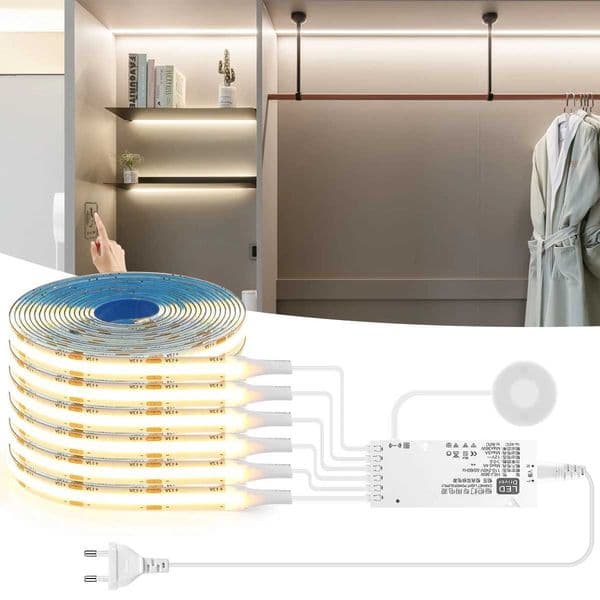COB LED Under Cabinet Light Hand Scan Switch Penetrable Wood Touch Sensor Dimmable Lamp Home Wardrobe Cupboard Decoration Y240821