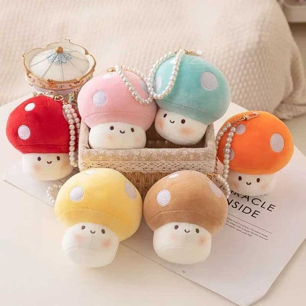 10CM Cute Mushroom Plush Toy Creative Filling Pendant Doll Red Mushroom Keychain Childrens Girls Holiday Gift W240821