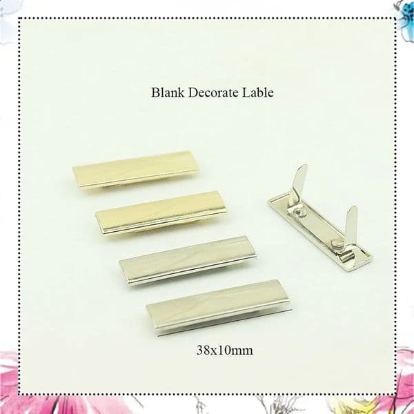 30pcs 10x38mm metal bag blank label custom decorative label buckle used for shoes wallets handbags DIY hardware sewing accessories 240821