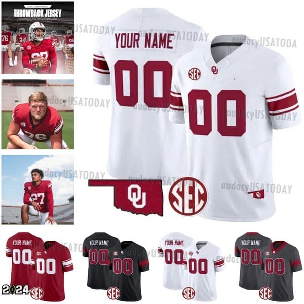 Men Women Youth Oklahoma Sooners 1946-56 Throwback Jersey Danny Stutsman Billy Bowman Jr. Ethan Downs Jalil Farooq Reggie Powers III