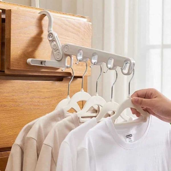 Five Holes Folding Clothes Hanger Portable Travel Hotel Dry Hanger Multi-functional Clothes Foldable Hanger Organizer HookXJ240216