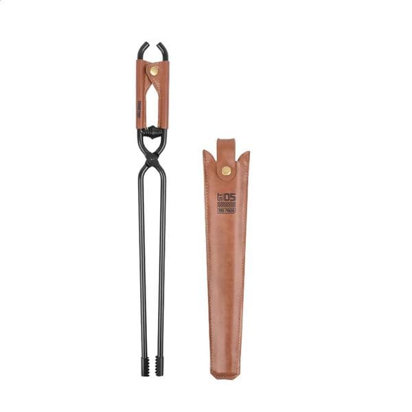 Carbon Steel Charcoal Tongs Outdoor Camping Bonfire BBQ Firewood Clip Tool Stoves Fire Leather Handle Clamp 240820