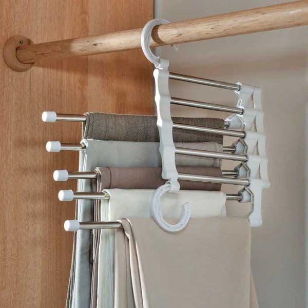 1PC Telescopic Folding Pants Rack Multi-layer Pants Rack Pants Hanger Household Magic Pants Clip Wardrobe StorageXJ240216