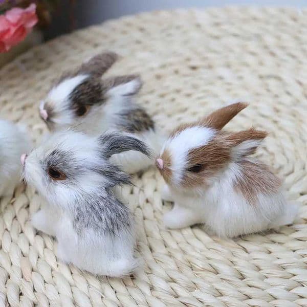 1 Cute Simulated Animal Doll Rabbit Plush Sleep Stuffed Toy Childrens Gift Mini White Plush Rabbit Animal Easter Rabbit Model W240821