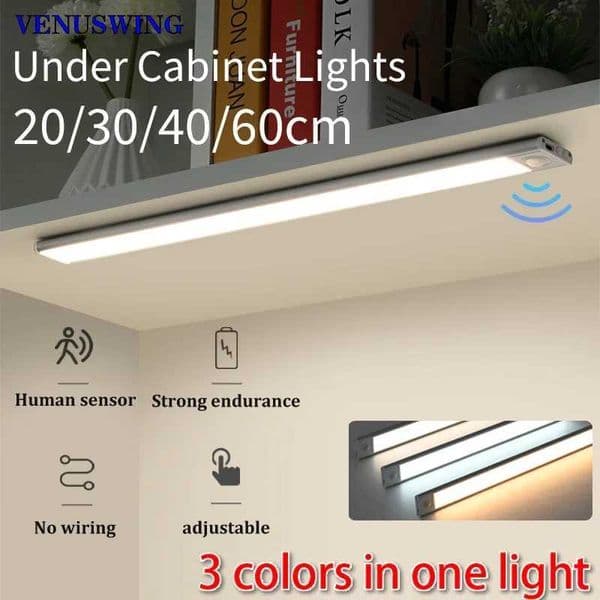20/30/40/60cm ultra-thin LED cabinet light rechargeable motion sensor light USB night light for wardrobe and kitchen lighting X250402
