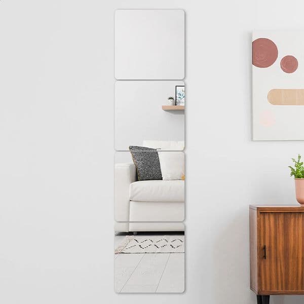 Acrylic Flexible Mirror Sheets Decorative Mirror Tiles Acrylic Mirror Toilet Mirror Splicing Full Body Mirror Spliceable 20X20 240822