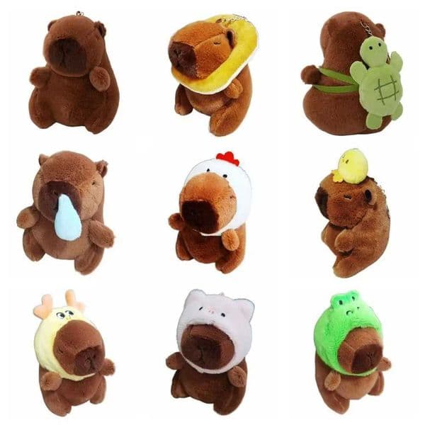Multi colored plush Capybara keychain cartoon Capybara stuffed animal simulation Capybara pendant accessory Guinea pig W240821