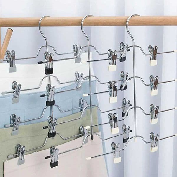 Skirt Hangers 4 Tier Pants Hangers Space Saving Hangers Closet Organizer For Skirt Pants Jeans Scarf Clothes Organizer St F9B9XJ240216