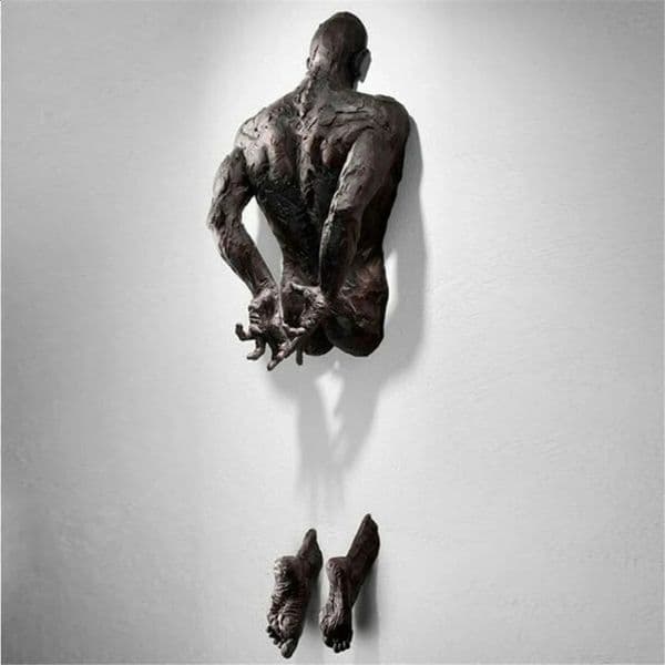 Simulated copper wall decoration abstract figures resin climbing sculptures background art 3D through the 240823