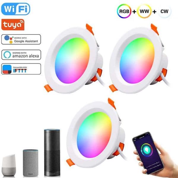 Tuya Smart LED Downlight WiFi LED Ceiling Recessed Down Light Dimmmable Spot Lamp 5W 7W 9W 15W RGB +CW+WW Changeable Work Alexa Y240822