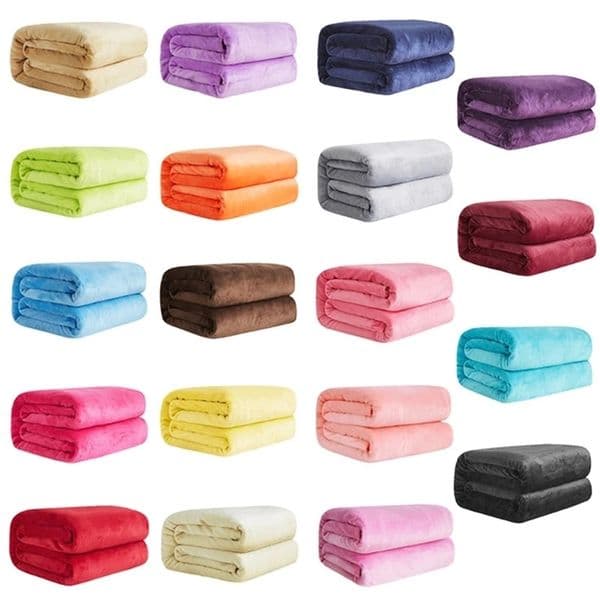 Winter Flannel Blankets For Beds 230Gsm Solid Blue Soft Warm Thin Coral Fleece Bedspread Sofa Cover Faux Fur Plaid Blanket 240822