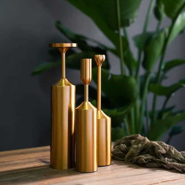 Simple Moments Metal Gold Plated Candle Holders High Quality Pillar Wedding Candlestick Home Decoration Y240823