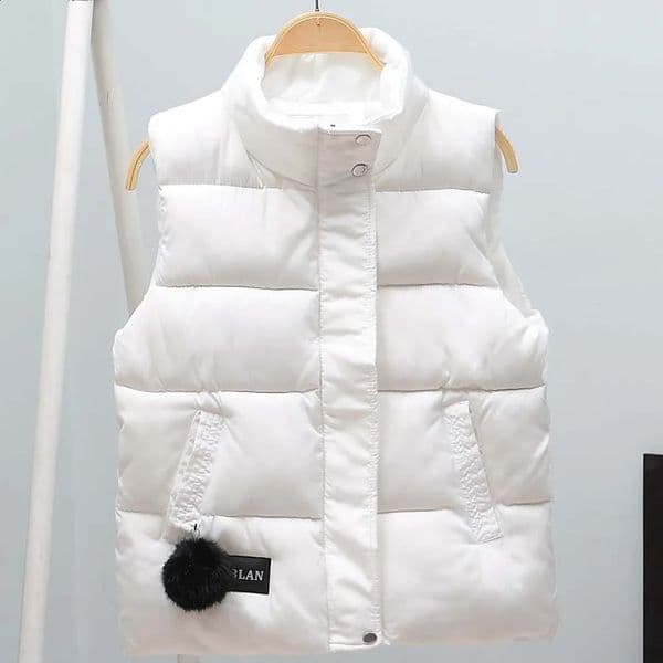 Fashion Winter Vest For Women Collar Sleeveless Short Coat Women Jacket Waistcoat Female Autumn Women Clothing 240823