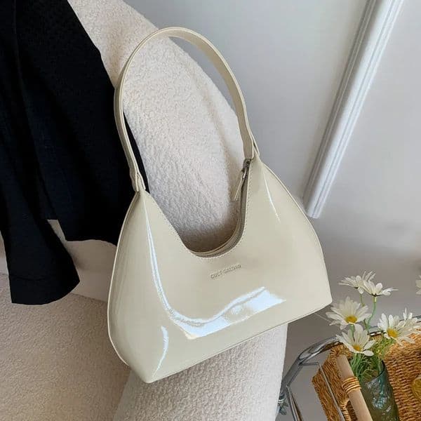 Trendy Solid Shoulder Bags for Women Handbags and Purses 2024 Fashion Patent Leather Underarm Ladies Tote 240822Z