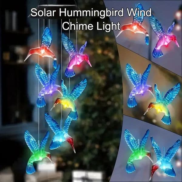 1 color gradient garden LED wind chime decoration solar hummingbird landscape light atmospheric 240823