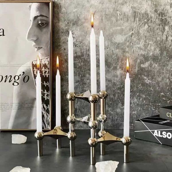 Light Luxury Triangle Candlestick Nordic Classical Splicing Candle Holder Homestay Dinner Room Soft Decoration Y240823