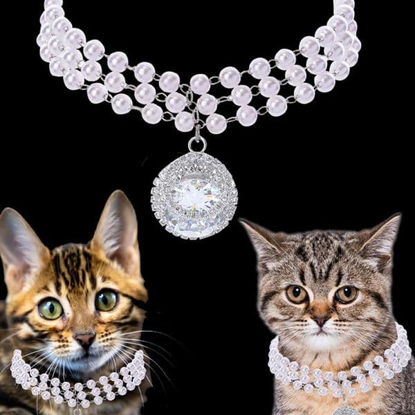 Dog Apparel Super Flash Dan-shaped Zirconia Pet Supplies And Cat Chain Rhinestone Pearl Jewellery High Grade Collar Adjustable
