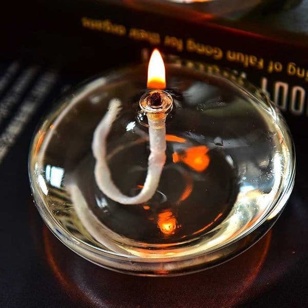 Handmade Oblate Transparent Glass Candlestick Oil Lamp With Wick Dinner Table Candle Rustic Christmas Home Decoration Y240823