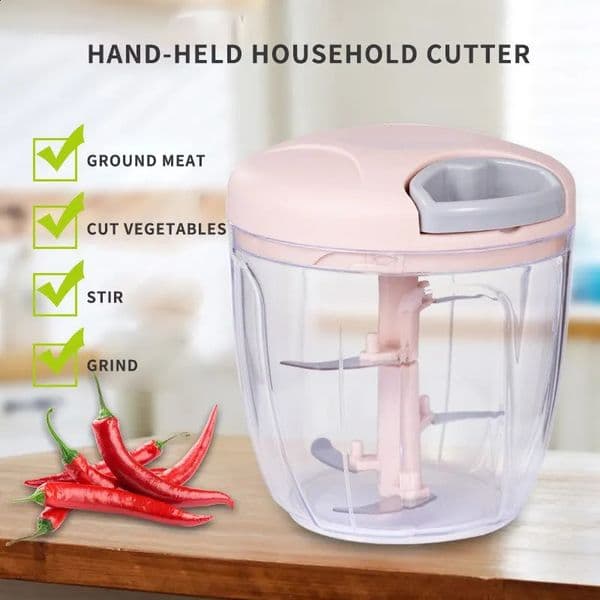 1pc Pink/Blue 500ML/900ML Household Kitchen Garlic Chopper Mashed Hand Pulled Meat Grinder Multifunctional Vegetable 240823