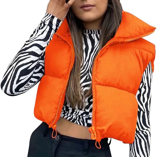 Women Waistcoat Retro Short Cotton-Padded Clothes Solid Color Stand Neck Zipper Casual Party Loose Warm Winter Coat 240823