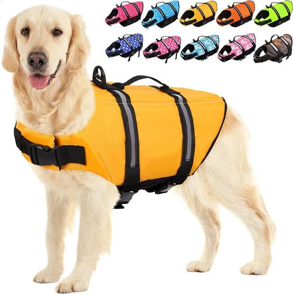 Ripstop Dog Life Jacket Safety Pet Flotation Life Vest Adjustable Reflective Puppy Lifesaver Swimsuit for Small Medium Large Dog 240823