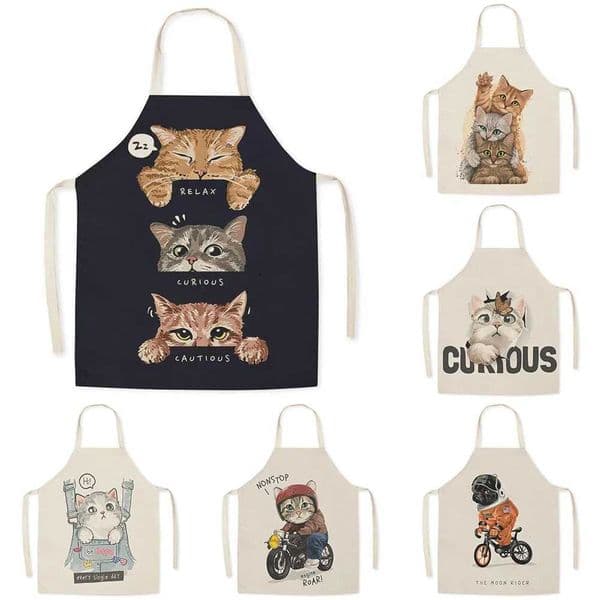 Cartoon puppy pattern apron adult home anti-oil stain sleeveless bib mens linen kitchen cooking baking apronXJ240816