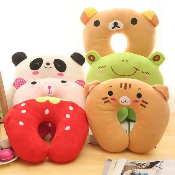 Creative Cute Animal Panda Cat Bear Plush U-shaped Pillow Cervical Spine Neck Travel Portable Home Office for Children LovelyXJ240822