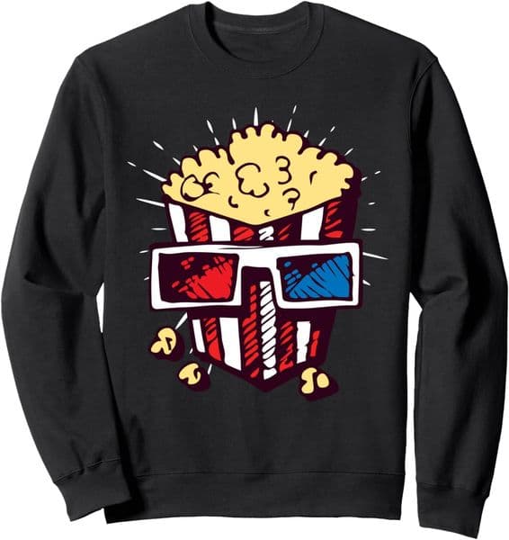 Long Sleeve Shirts For Men Sweatshirt Pop Corn Container With Sunglasses Funny Movie Sweatshirt T Shirt Tee Streetwear Casual Tops Clothes Free shipping