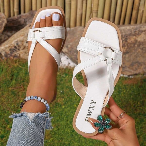 Shoes Woman 2024 Trend New Casual Flat Shoes Female PU Casual Summer Shoes for Flip Flop Flats Ladies Beach Slipper Sandal CL240806