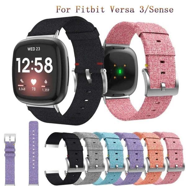 Strap For Fitbit Versa 2 Versa 3 /Sense Lite Women Men Breathable Woven Fabric Strap Replacement canvas Wristband Smart Watch Z240824