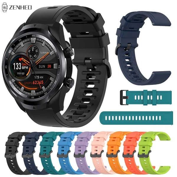 22mm Silicone Strap For Ticwatch Pro 3/Pro 4G/LTE Smart Watch Band Replacement Watchband for Ticwatch GTX E2 S2 Z240824