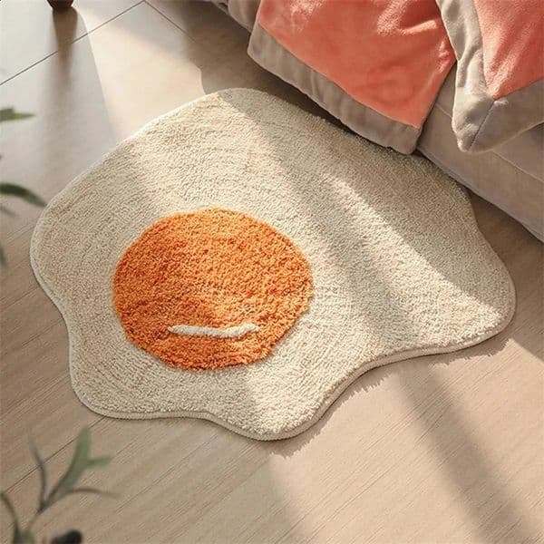 Fried Frangipani Pattern Carpet Soft Plush Bathroom Door Anti slip Bedroom Decoration Spray Egg Living Room Floor Mat 240823