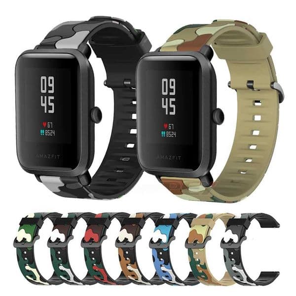 20mm Silicone Camouflage Strap For Huami Amazfit Bip 3 Bip S/U Pro Smart Watch Band for Garmin Venu SQ Z240824