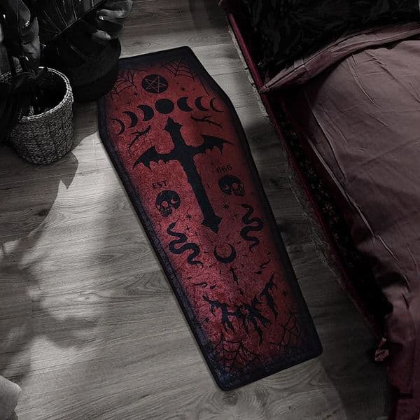 Gothic bedroom carpet Bloody Mary Coffin carpet Halloween living room decoration grand carpet thick anti slip door mat 240823