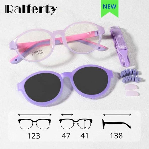 Ralferty 2 in 1 Clip On Glasses Kids Polarized Flexible Childrens Sun Glasses Anti-glare Round uv400 Sunglasses for Baby Oculos Y240824