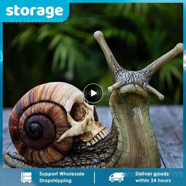 Halloween snail skull statue resin horror skeleton sculpture Gothic outdoor garden decoration digital handicraft desktop decoration 240823
