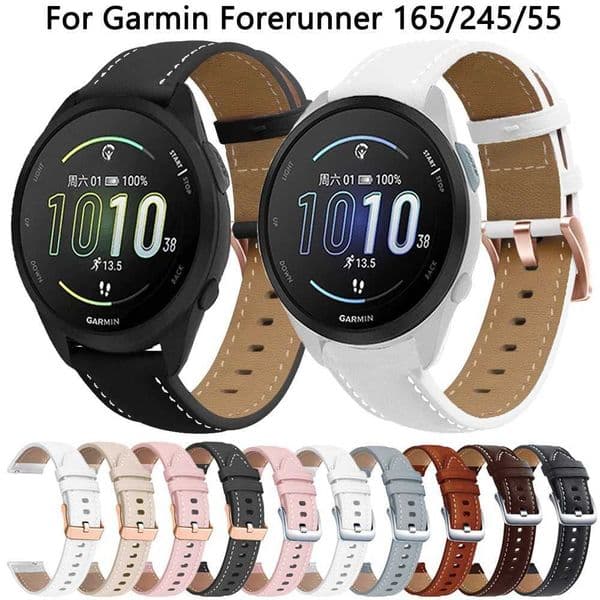 20mm Strap For Garmin Forerunner 165 245 645 55 Smart Watch Bands for Venu 2 Plus SQ 2 Vivoactive 3 5 HR Leather Bracelet Correa Z240824