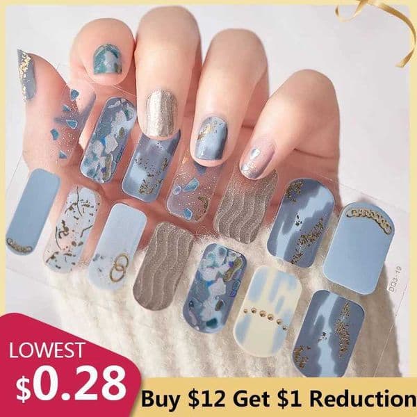 Complete set of nail stickers fashionable nail polishing nail decoration sparkling self-adhesive technology designer nail art stickers W240823