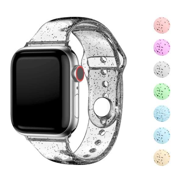 Transparent Silicone Strap for iwatch Band 40mm 44mm 45mm 41mm 38mm 42mm 49 Glitter Women Sport iWatch ultra2 9 8 7 SE 6 3 Z240824