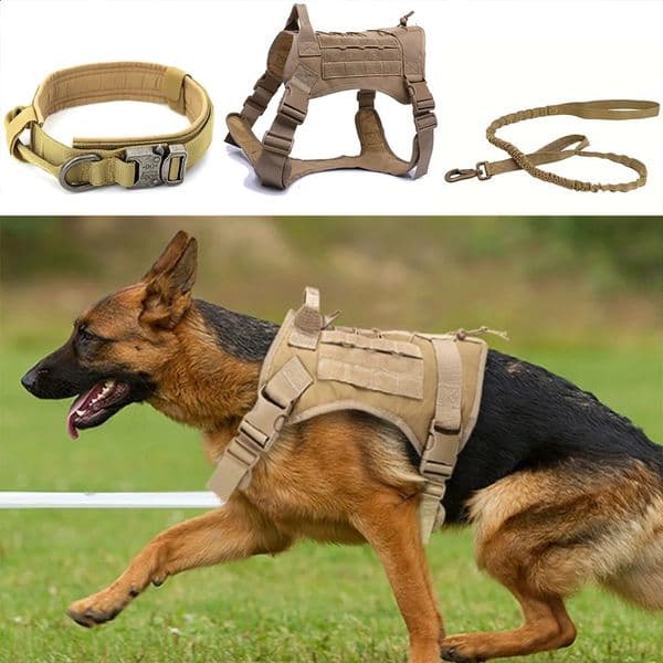 K9 Dog Harness Tactical Military Vest Pet German Shepherd Golden Retriever Harness Collar And Leash Set For Dogs Accessories 240824